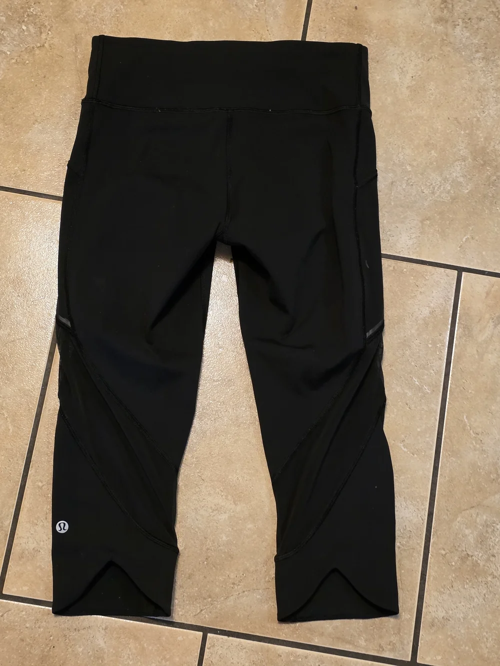 lululemon athletica Black Cropped Leggings with Side Mesh Panels